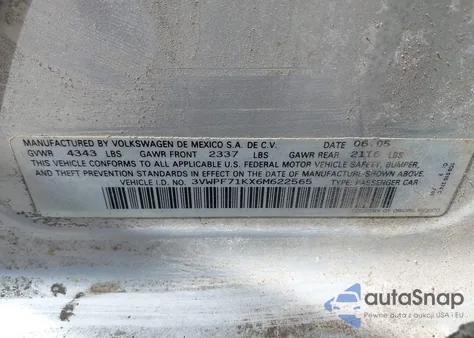 2006 Volkswagen Jetta Value Edition from USA, damaged, VIN 3VWPF71KX6M622565